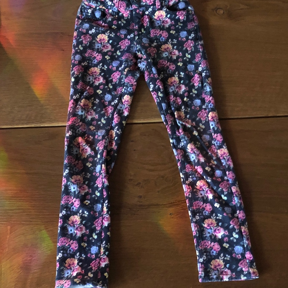 Vigoss Girls Navy Floral Print thick  Leggings jeans